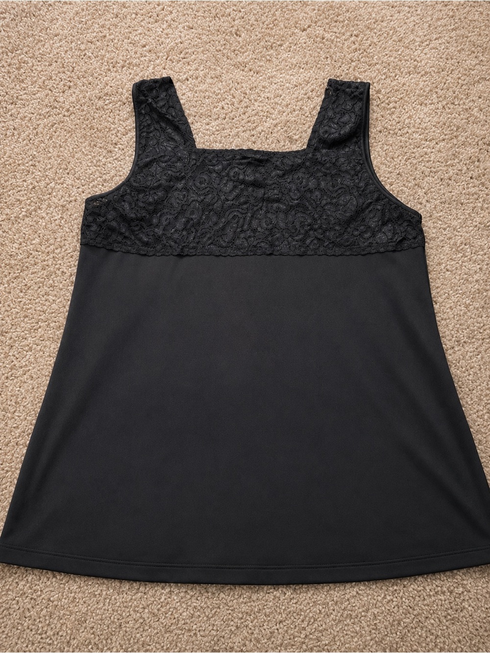 Christopher & Banks Black Lace-Trim Tank Top